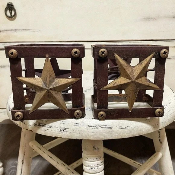 Rustic Star Candle Holders - Picture 1 of 4